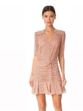 VERONICA BEARD Dakota Ruched Floral Silk Mini Dress Sz 4